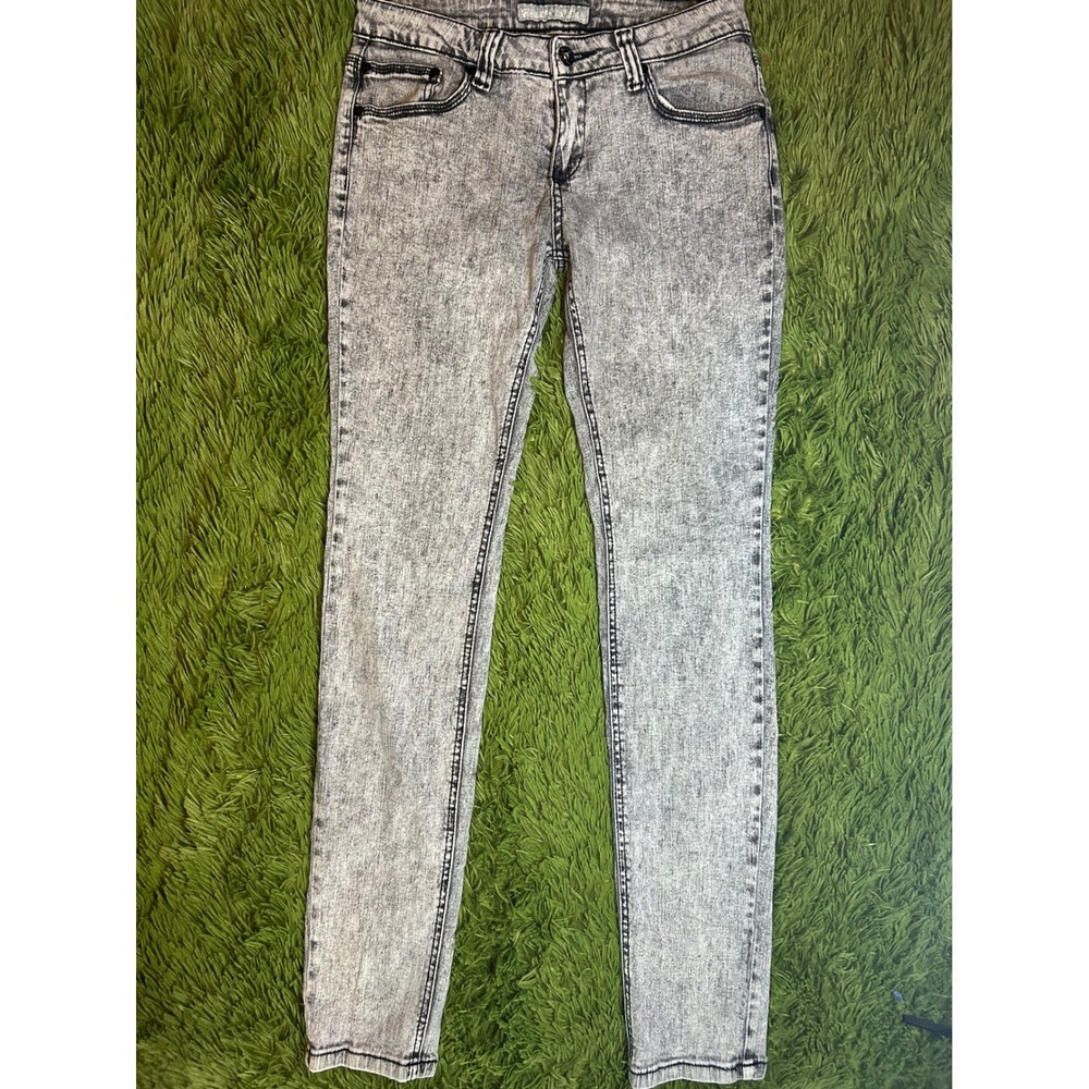 Vanilla Star Jeans Women Sz 9 Gray Acid Wash Skinny Slim Fit Stretch Denim Y2K